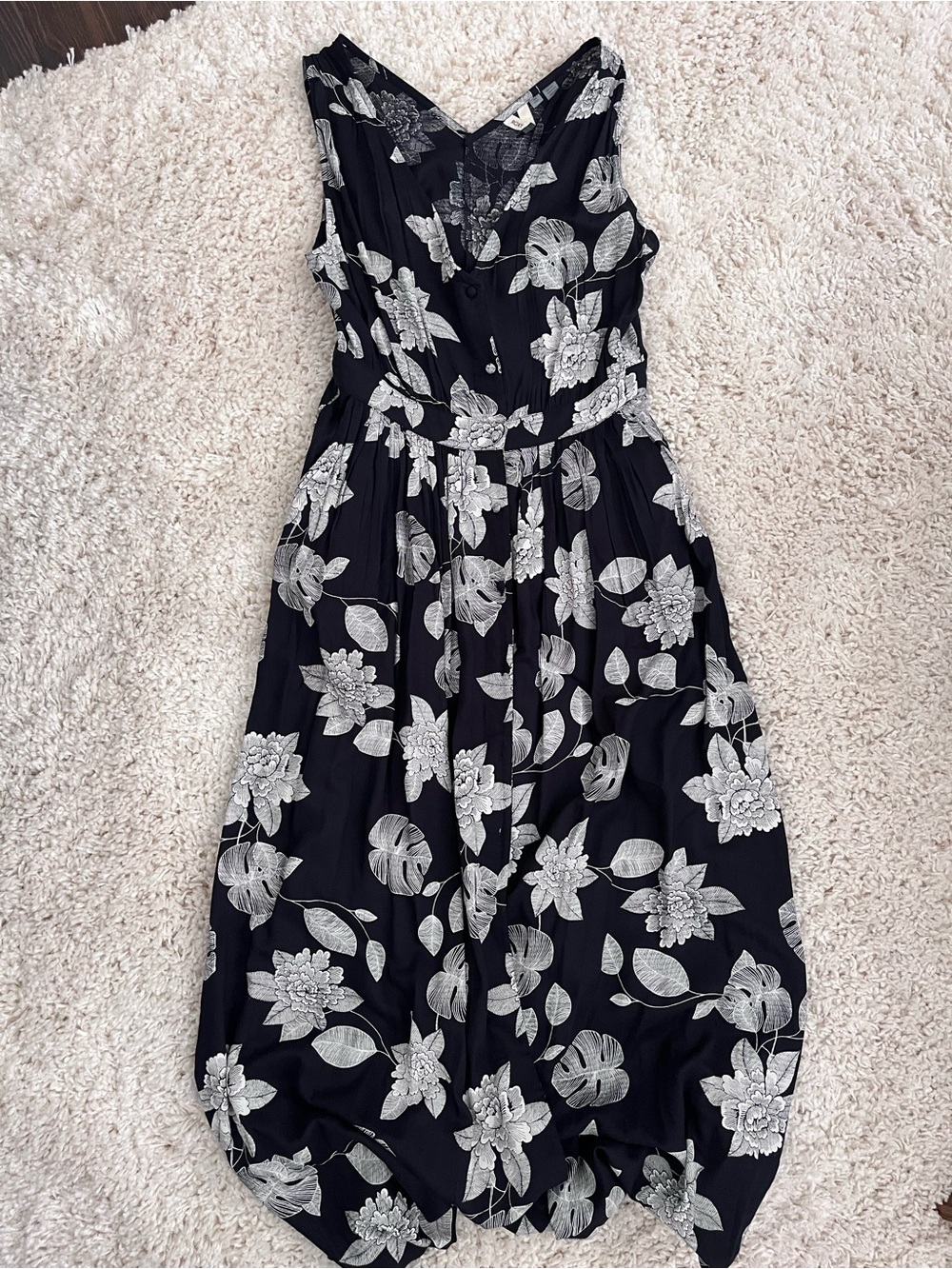 Roxy Black Maxi Dress with White Floral Print